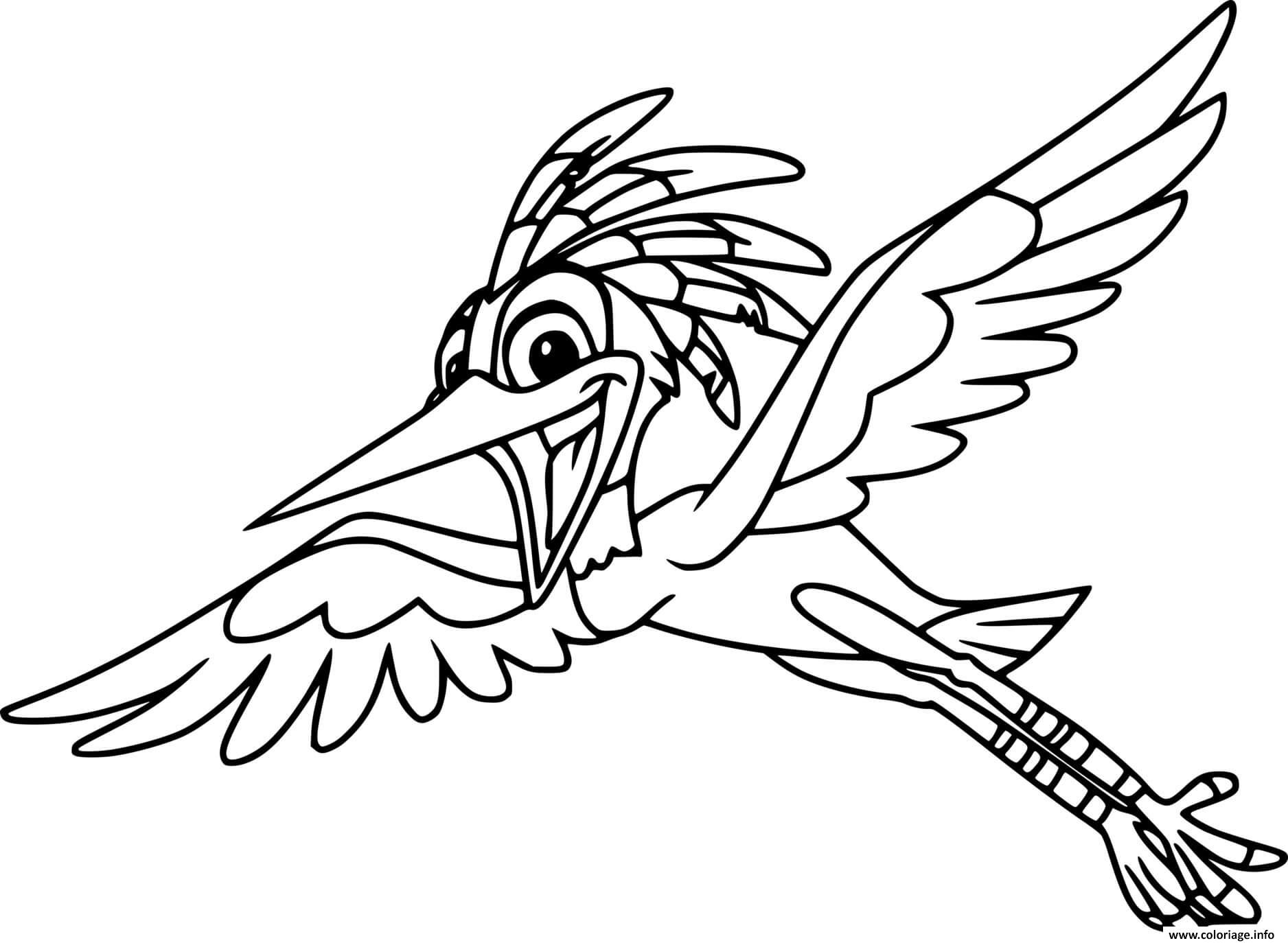 Dessin ono egret flying Coloriage Gratuit à Imprimer