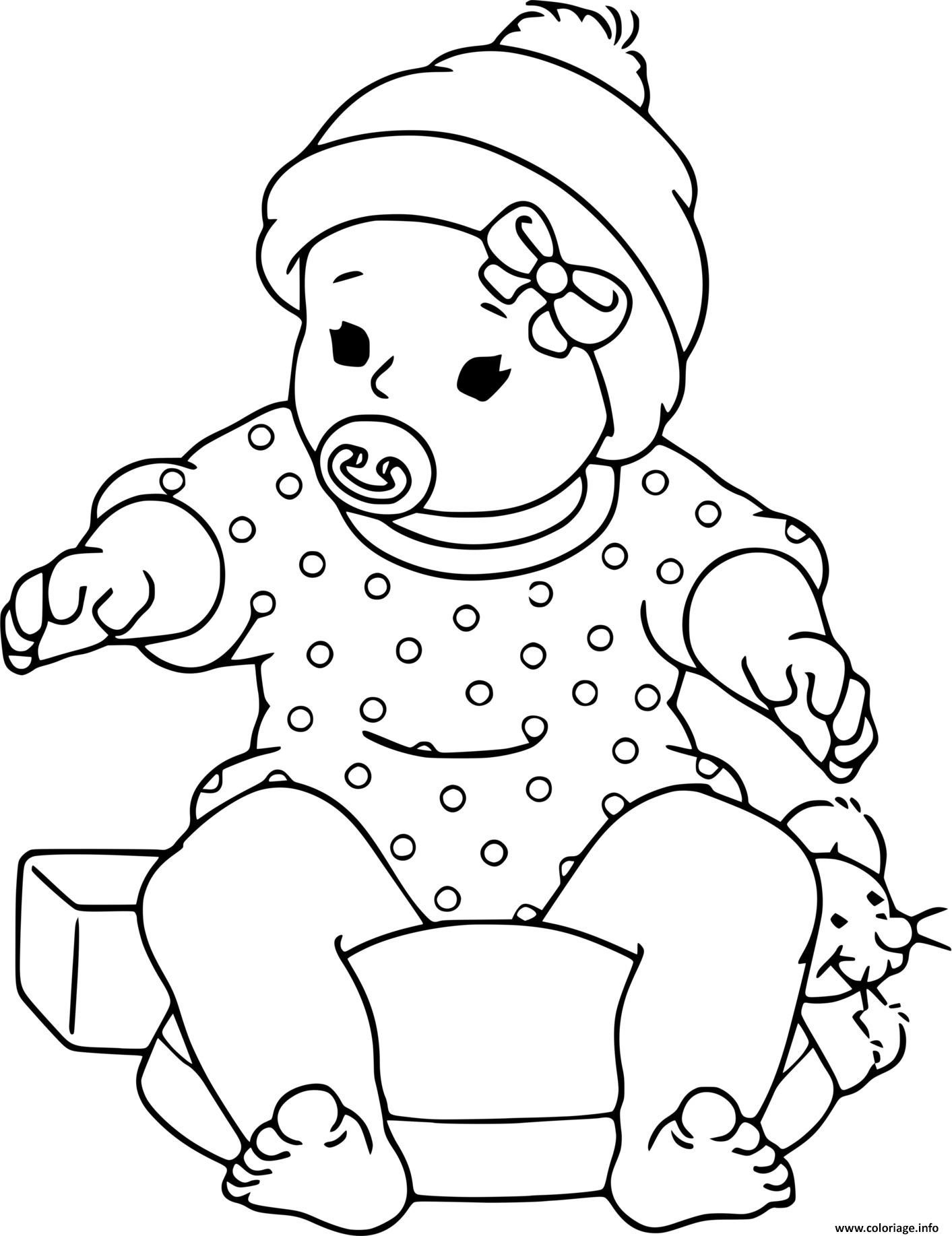 Coloriage bébé mignon 2 - Dessin gratuit à imprimer