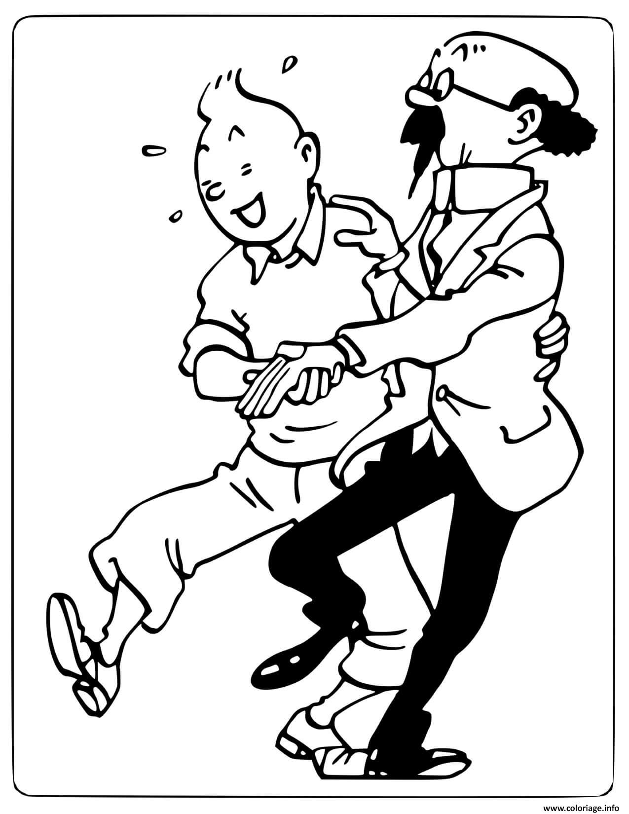 Coloriage Tintin Et Le Professeur Tournesol Dessin à Imprimer