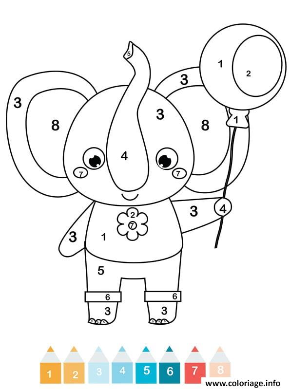 Dessin magique CE1 un elephant Coloriage Gratuit à Imprimer