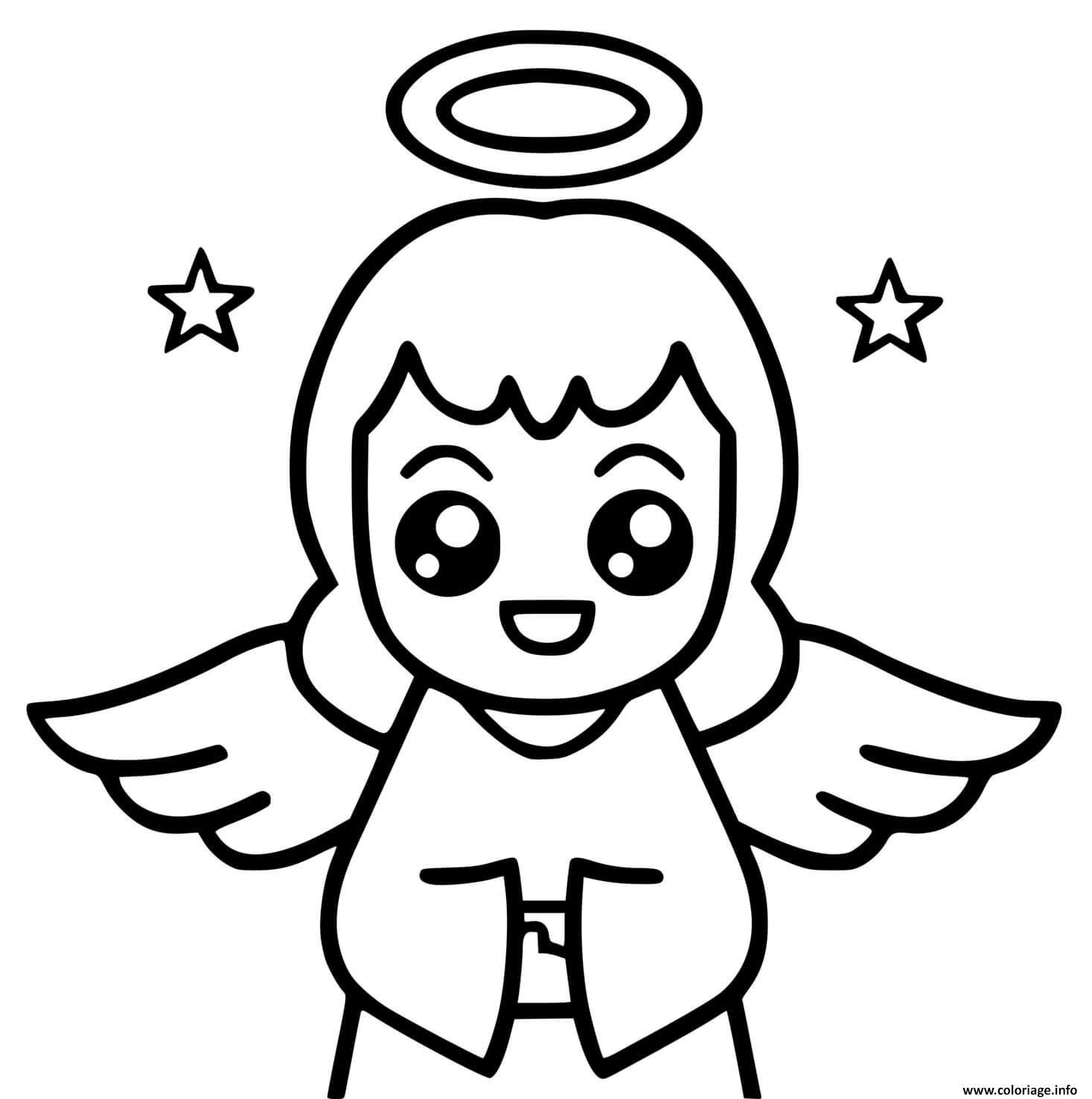 Dessin ange dessin kawaii Coloriage Gratuit à Imprimer