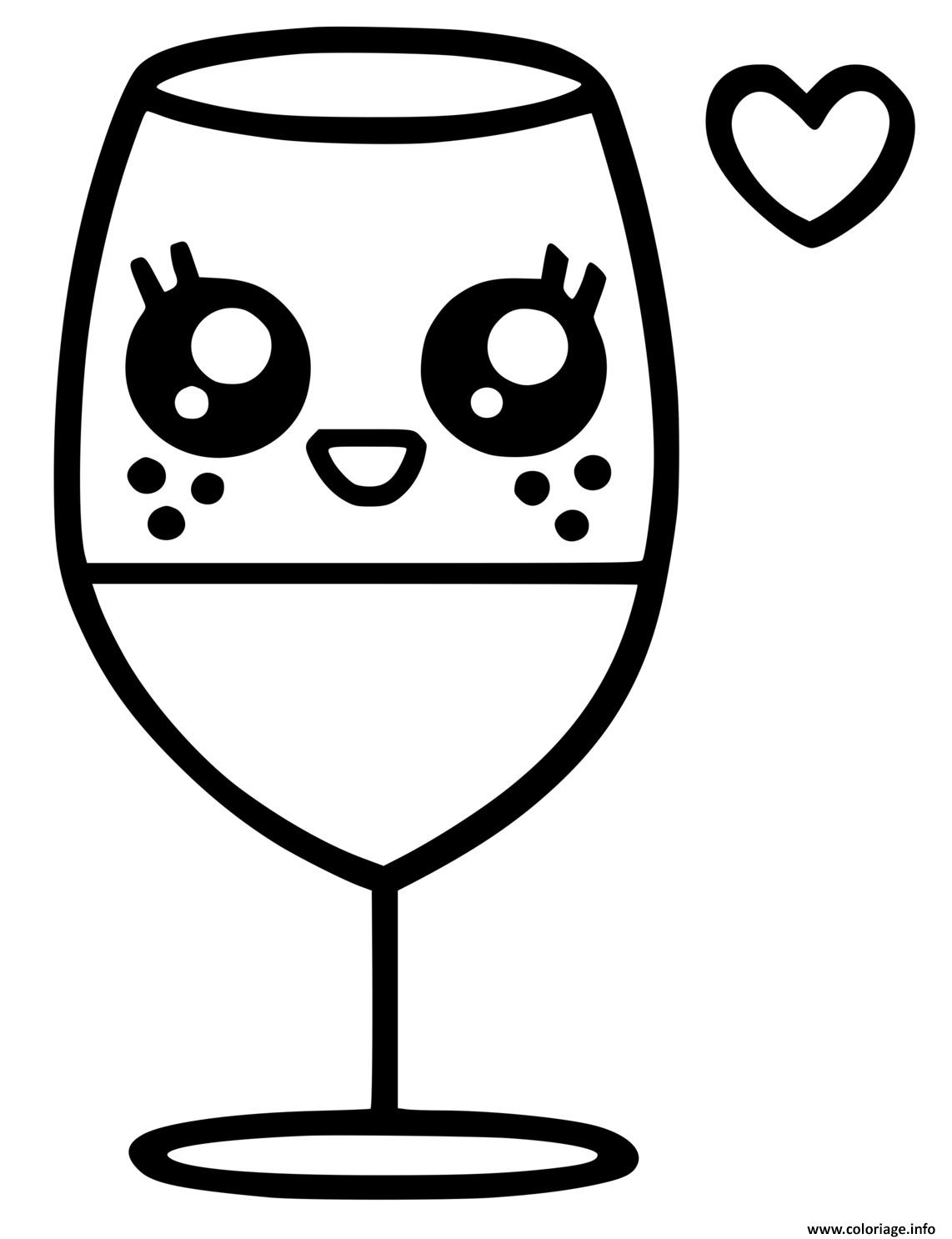 Dessin verre deau kawaii Coloriage Gratuit à Imprimer