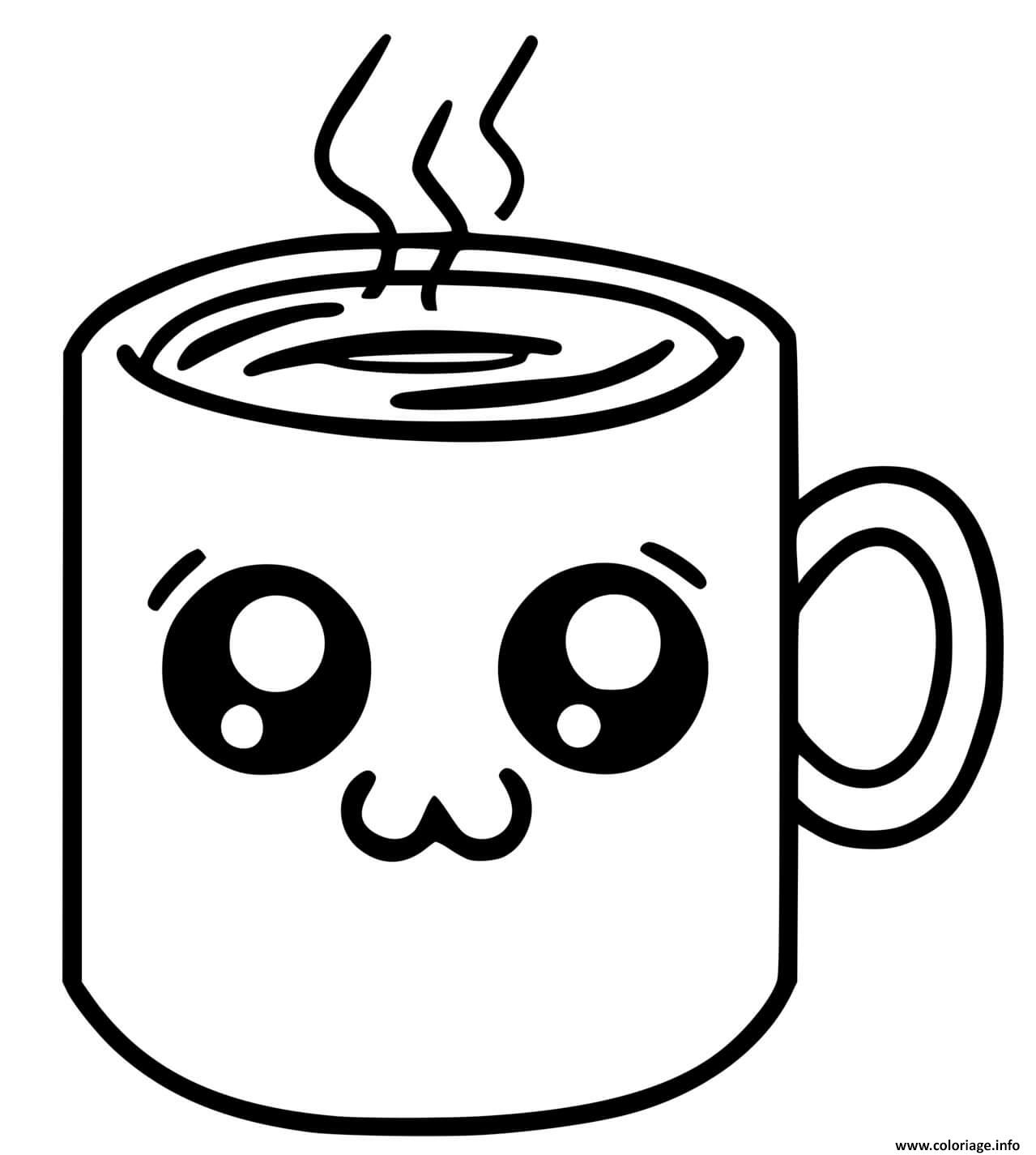 Dessin cafe dessin kawaii Coloriage Gratuit à Imprimer