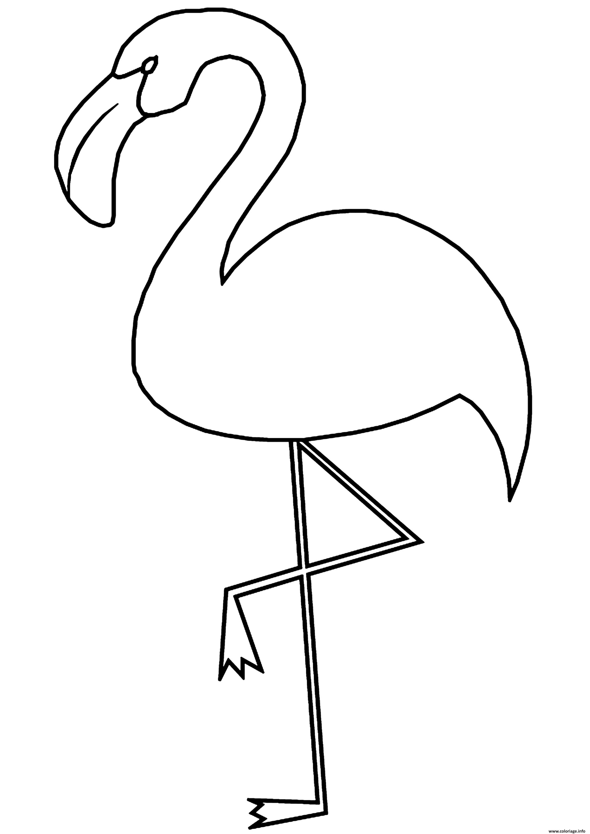 Dessin flamant rose avec un bec courbe Coloriage Gratuit à Imprimer