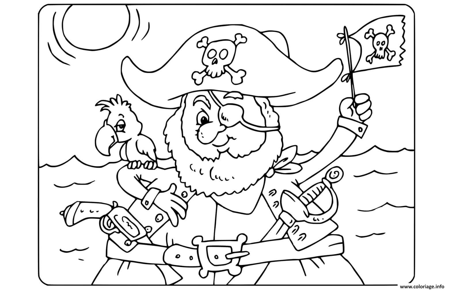 Dessin pirate maternelle facile perroquet Coloriage Gratuit à Imprimer