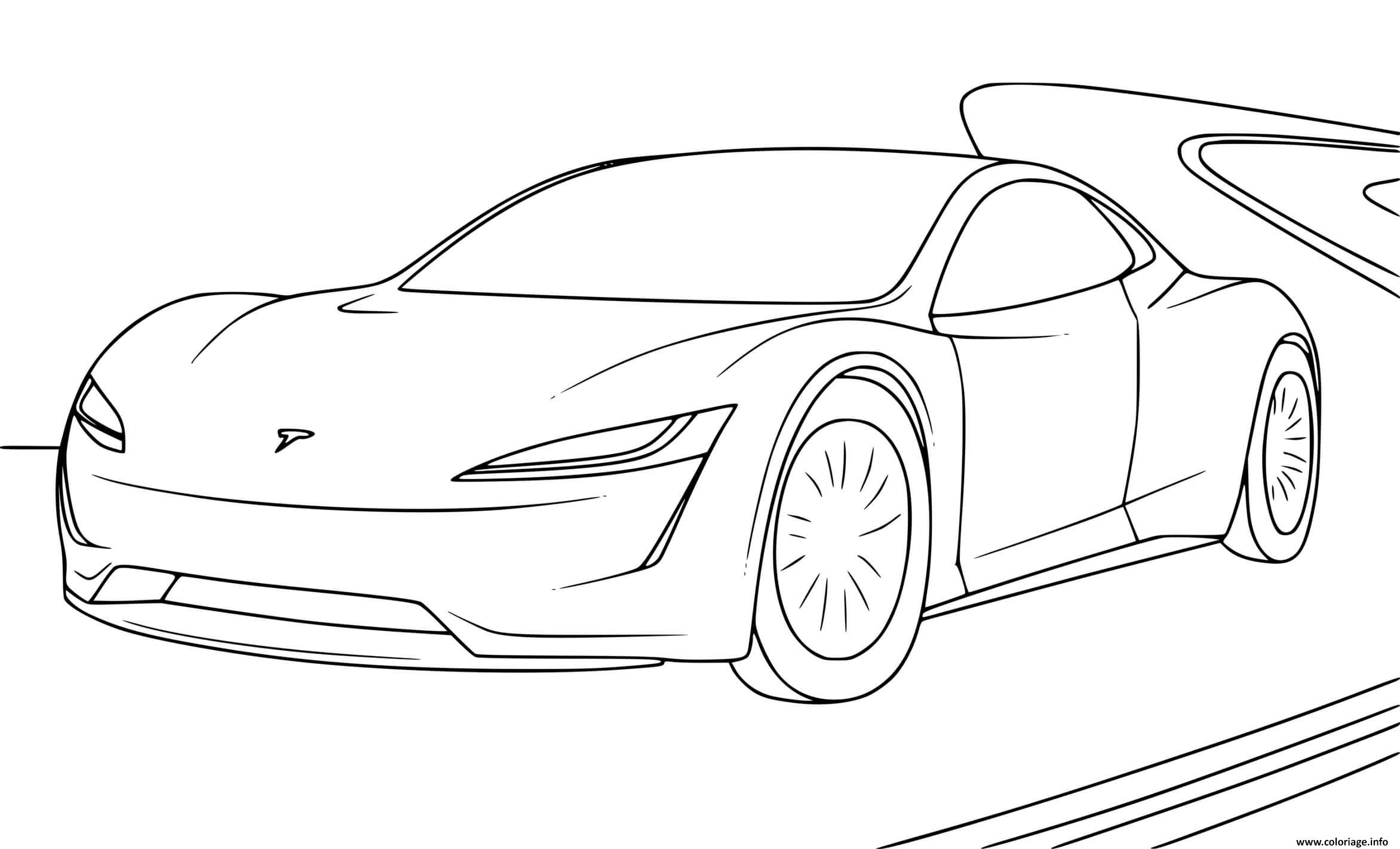 Dessin voiture Tesla Roadster Coloriage Gratuit à Imprimer
