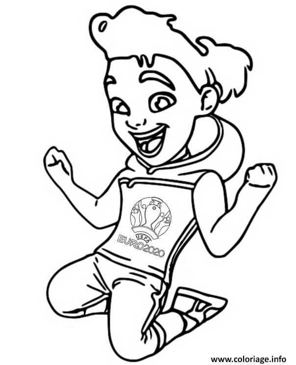 Dessin euro 2020 2021 mascotte skillzy Coloriage Gratuit à Imprimer