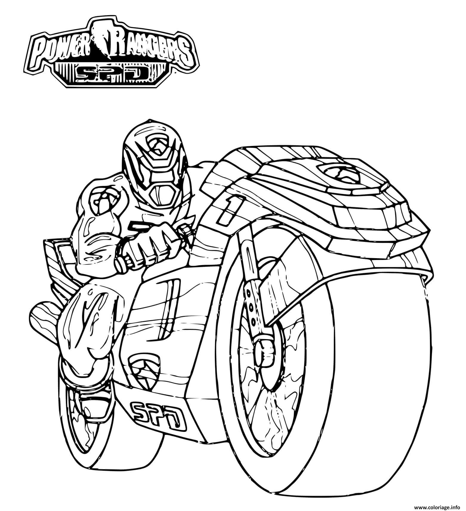 Dessin power rangers spd moto speed Coloriage Gratuit à Imprimer