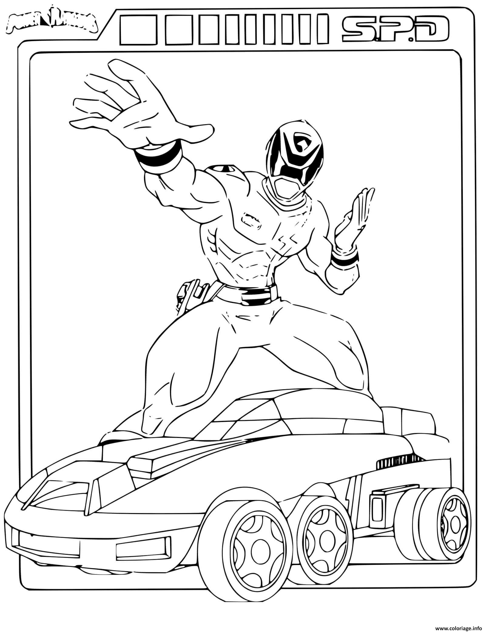 Dessin power rangers spd car Coloriage Gratuit à Imprimer