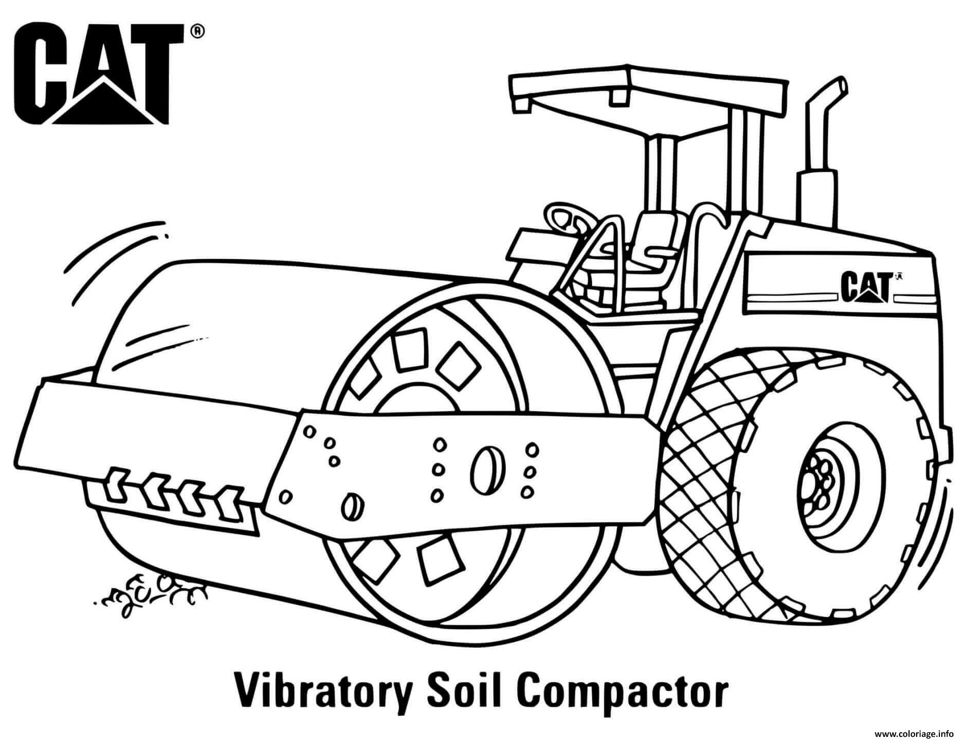 Dessin vibratory soil compactor engin de chantier Coloriage Gratuit à Imprimer