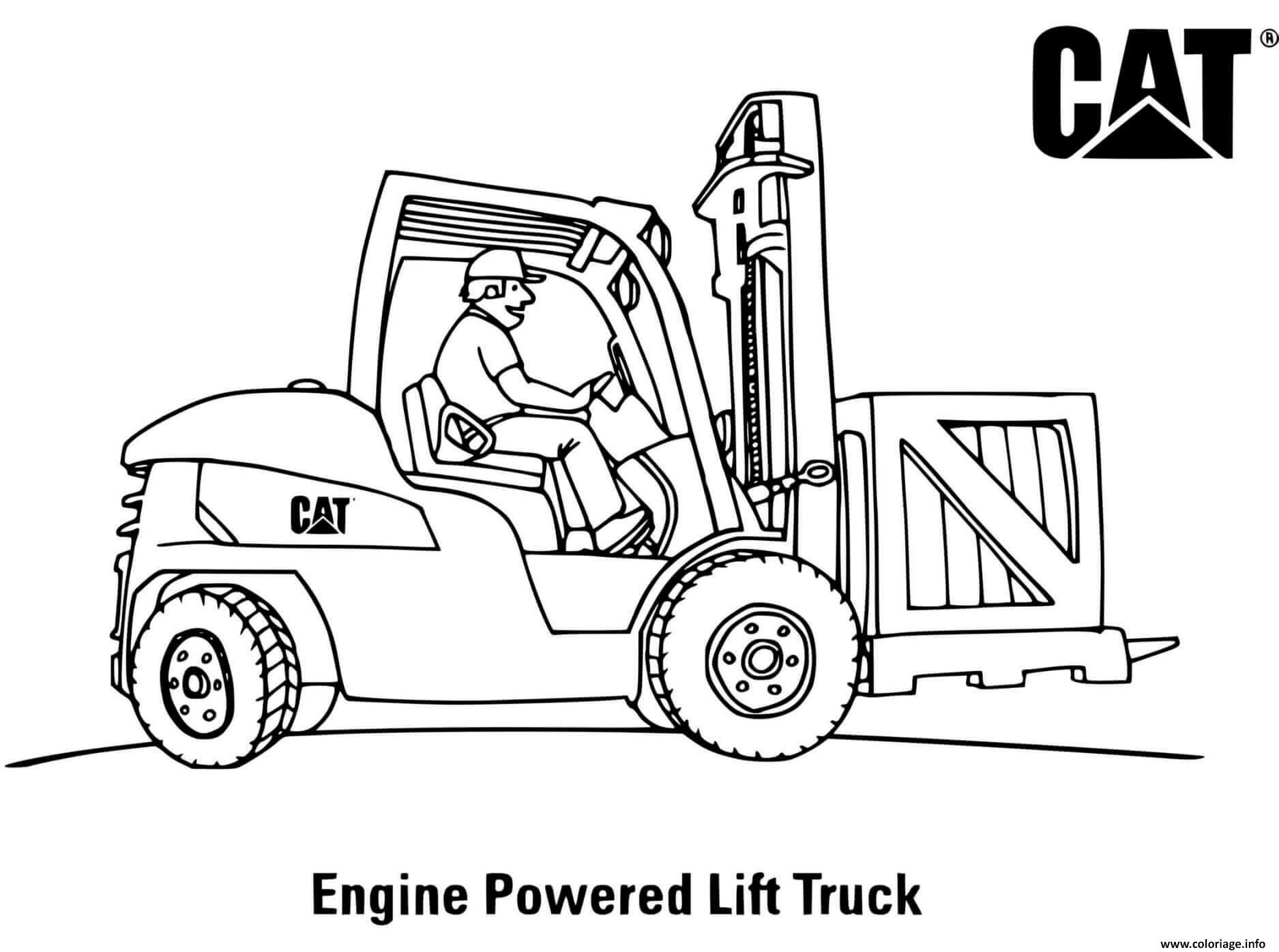 Dessin engine powered lift truck engin chantier Coloriage Gratuit à Imprimer