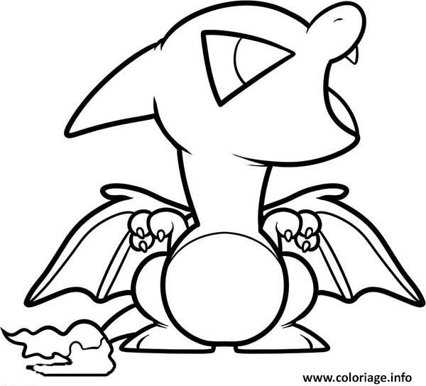 Dessin chibi dracaufeu pokemon Coloriage Gratuit à Imprimer