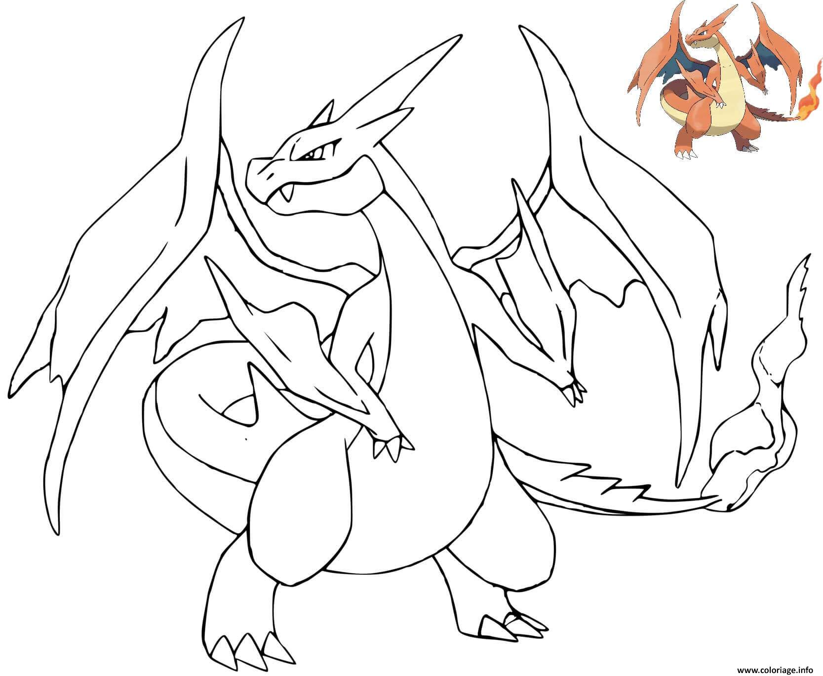 Coloriage Dracaufeu Y Pokemon Avec Dessin Modele JeColorie