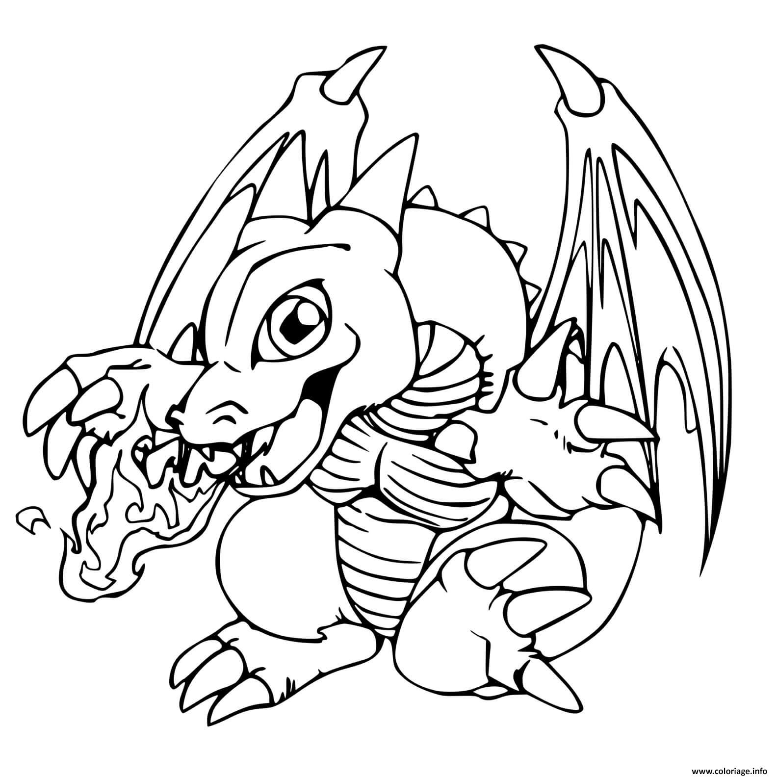 Dessin pokemon dracaufeu tpye feu vol Coloriage Gratuit à Imprimer