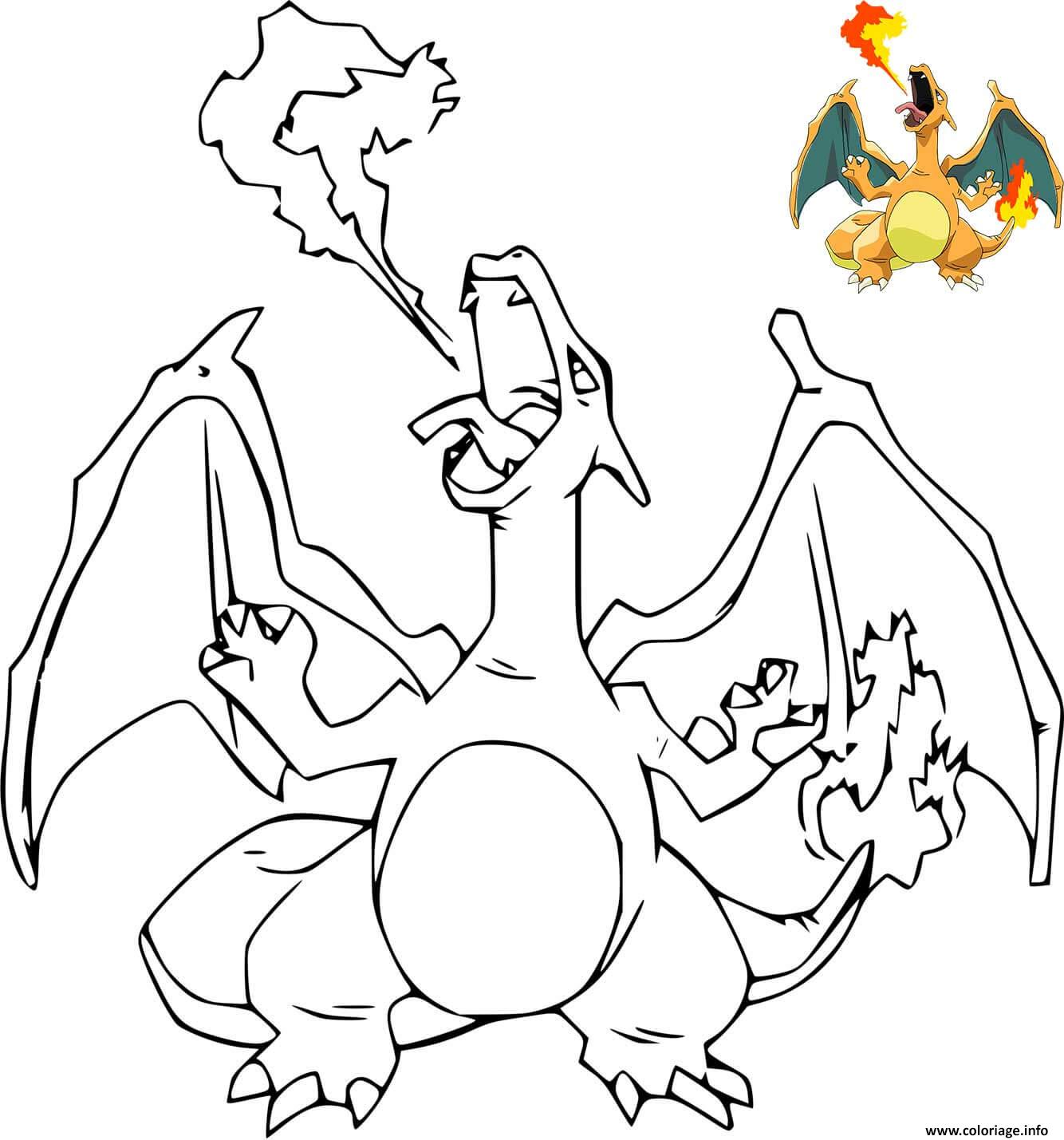 Coloriage Dracaufeu Ex Pokemon Avec Dessin Modele Dessin Dracaufeu