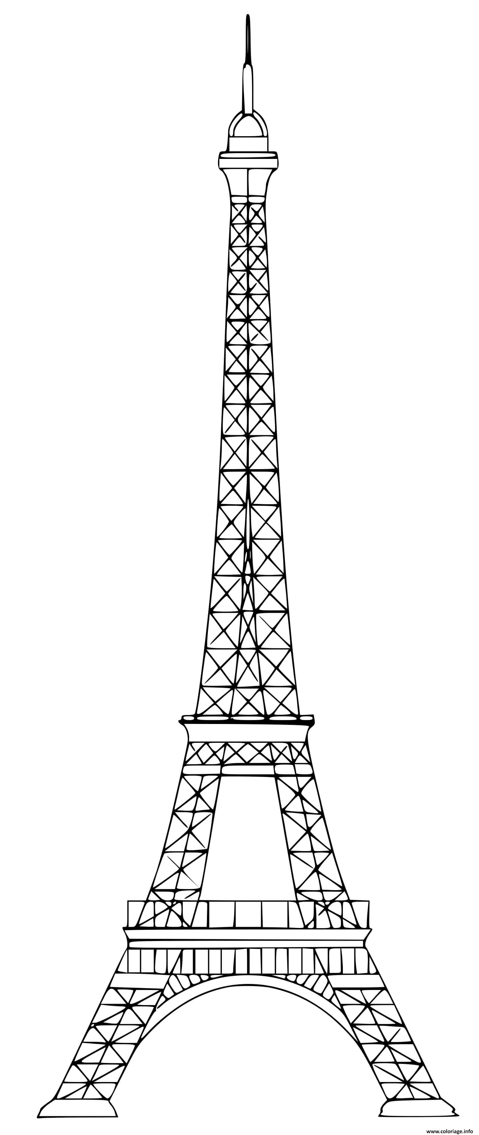 Coloriage Tour Eiffel Facile Simple Dessin à Imprimer