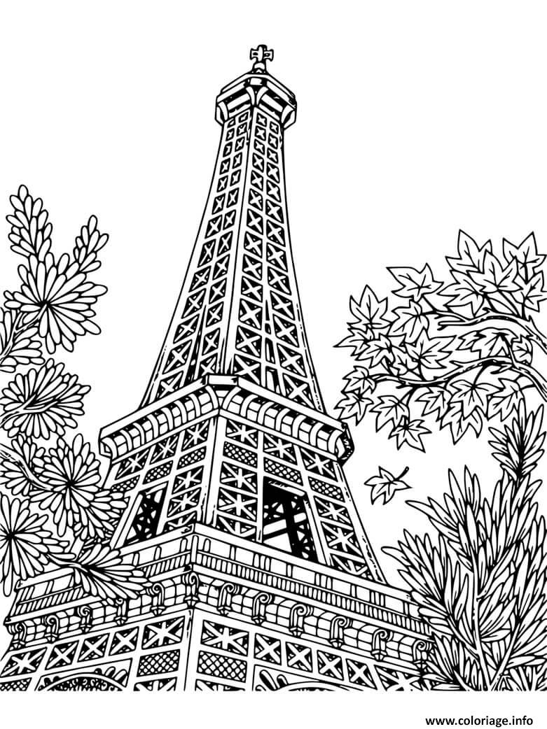 Dessin paris tour eiffel mandala adulte Coloriage Gratuit à Imprimer