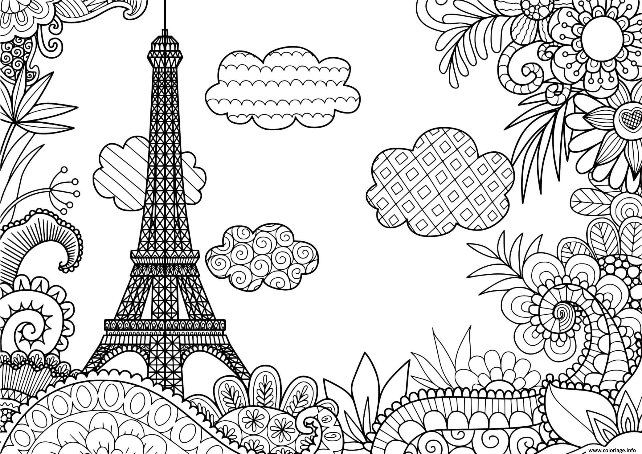 Dessin mandala tour eiffel paris Coloriage Gratuit à Imprimer