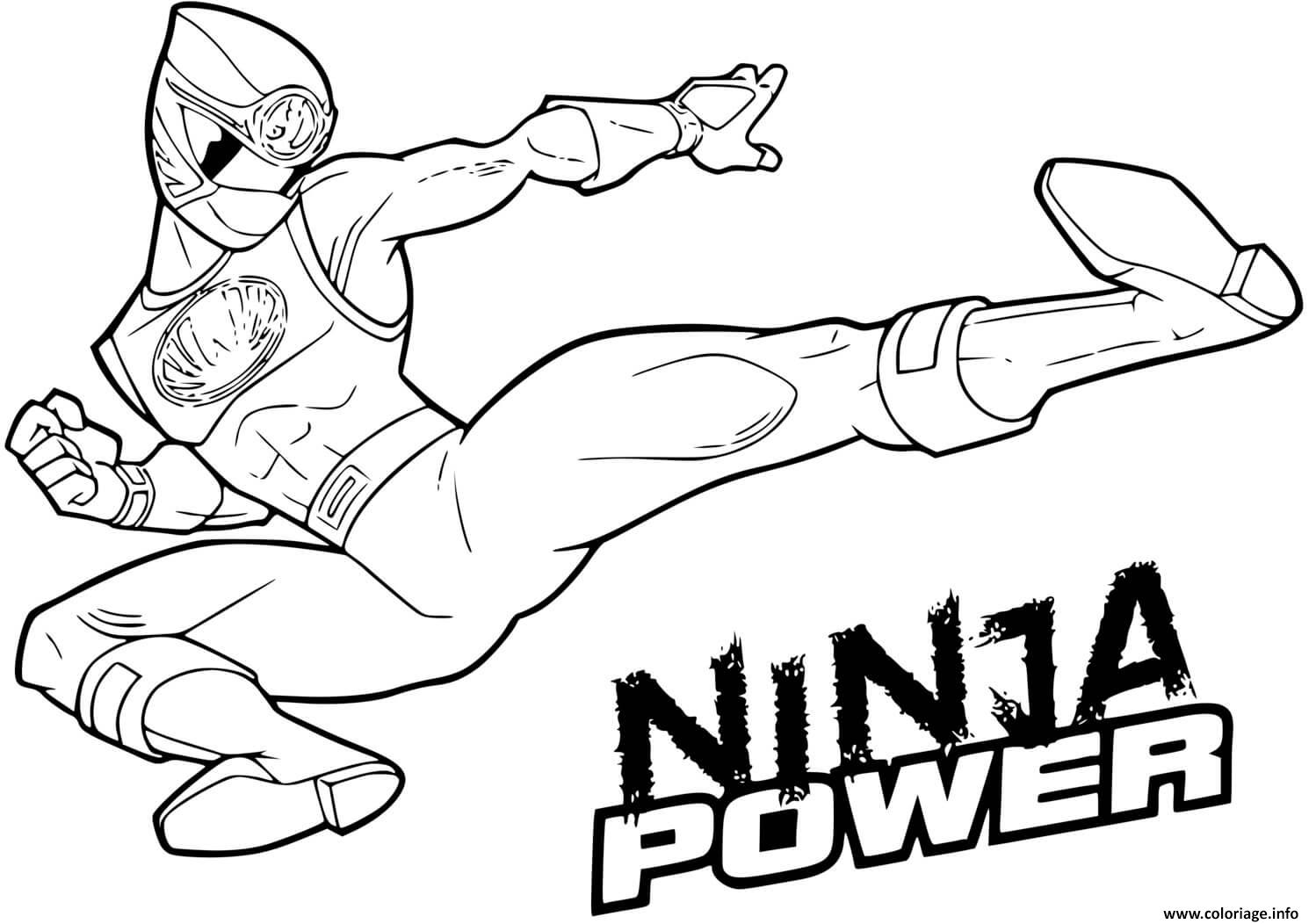 Dessin ninja power rangers en mode attaque Coloriage Gratuit à Imprimer