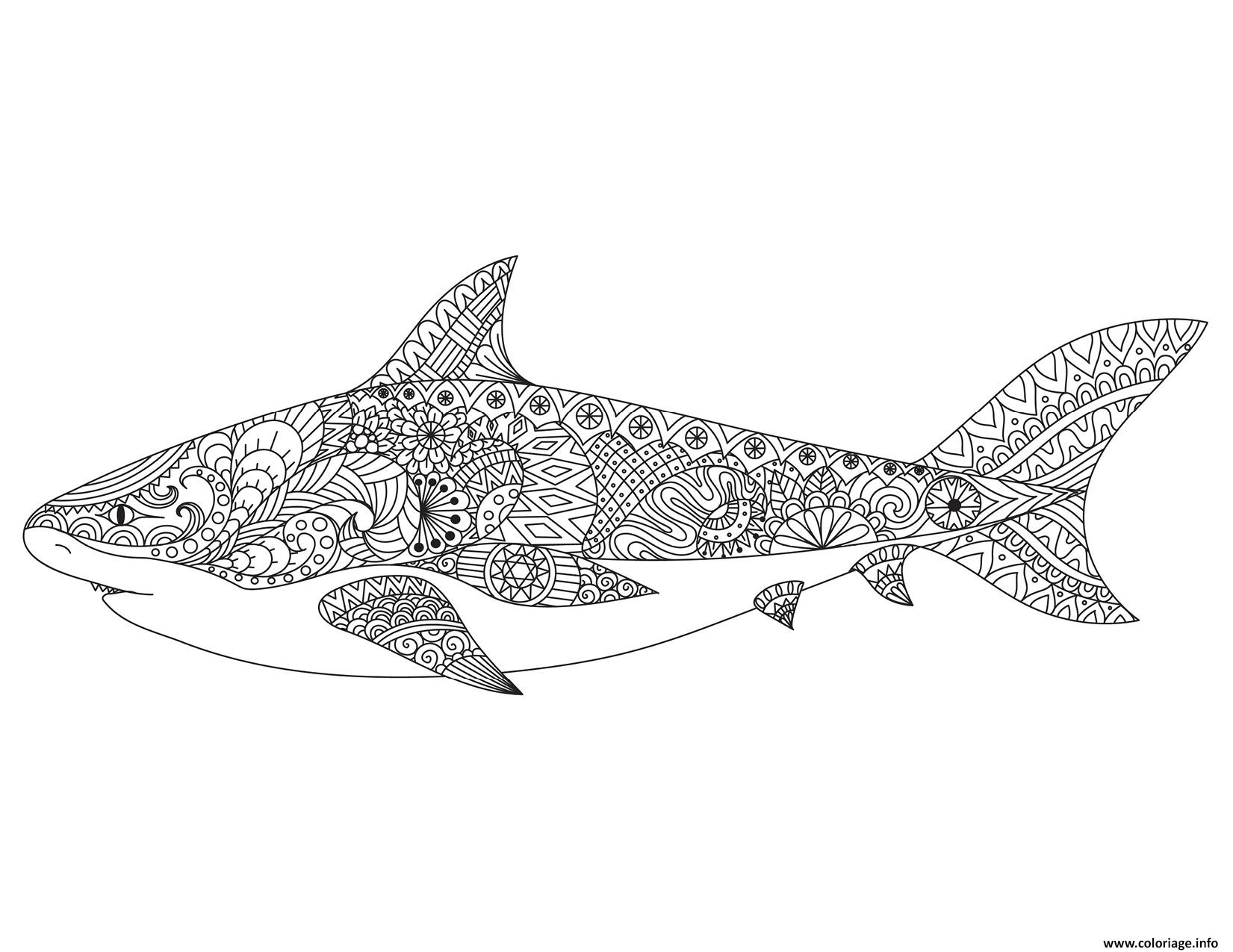 Coloriage requin mandala par bimbimkha  JeColorie.com