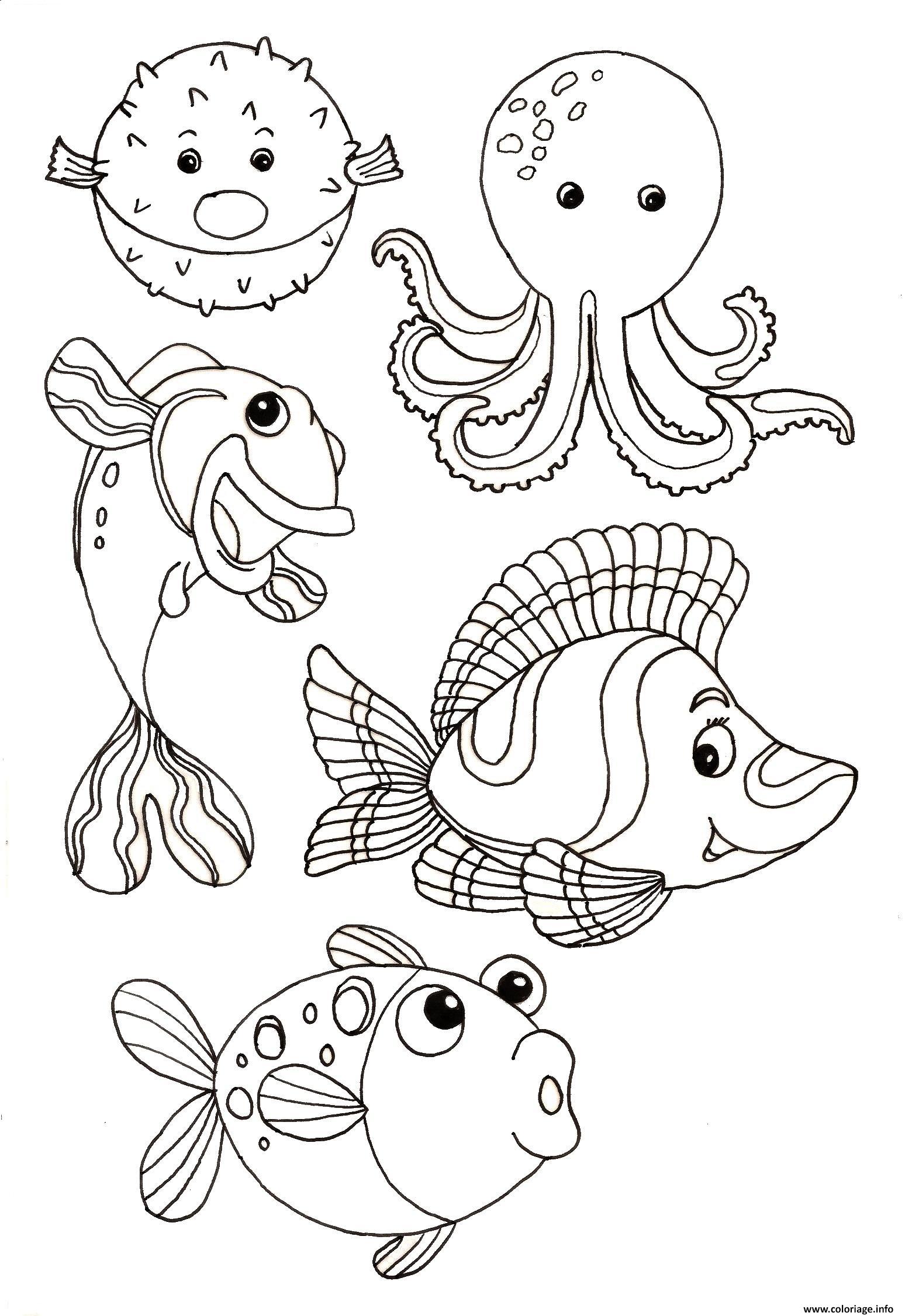 Dessin animaux marin de la mer pour enfants Coloriage Gratuit à Imprimer