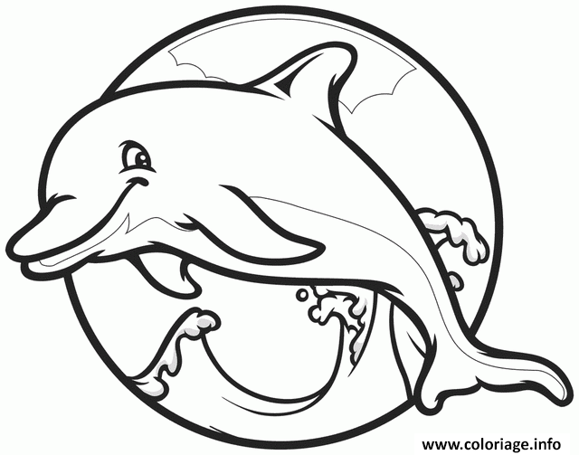 Coloriage Dauphin Facile Maternelle Dessin Animaux De La Mer A Imprimer