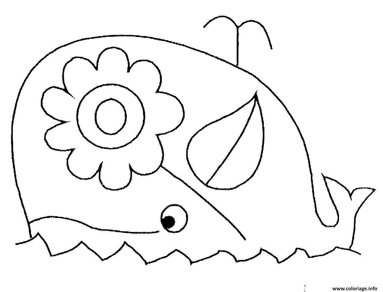 Dessin baleine avec une fleur Coloriage Gratuit à Imprimer