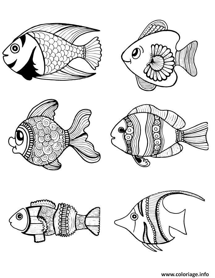 Coloriage Poissons Animaux Aquatiques Dessin Animaux De La Mer à Imprimer