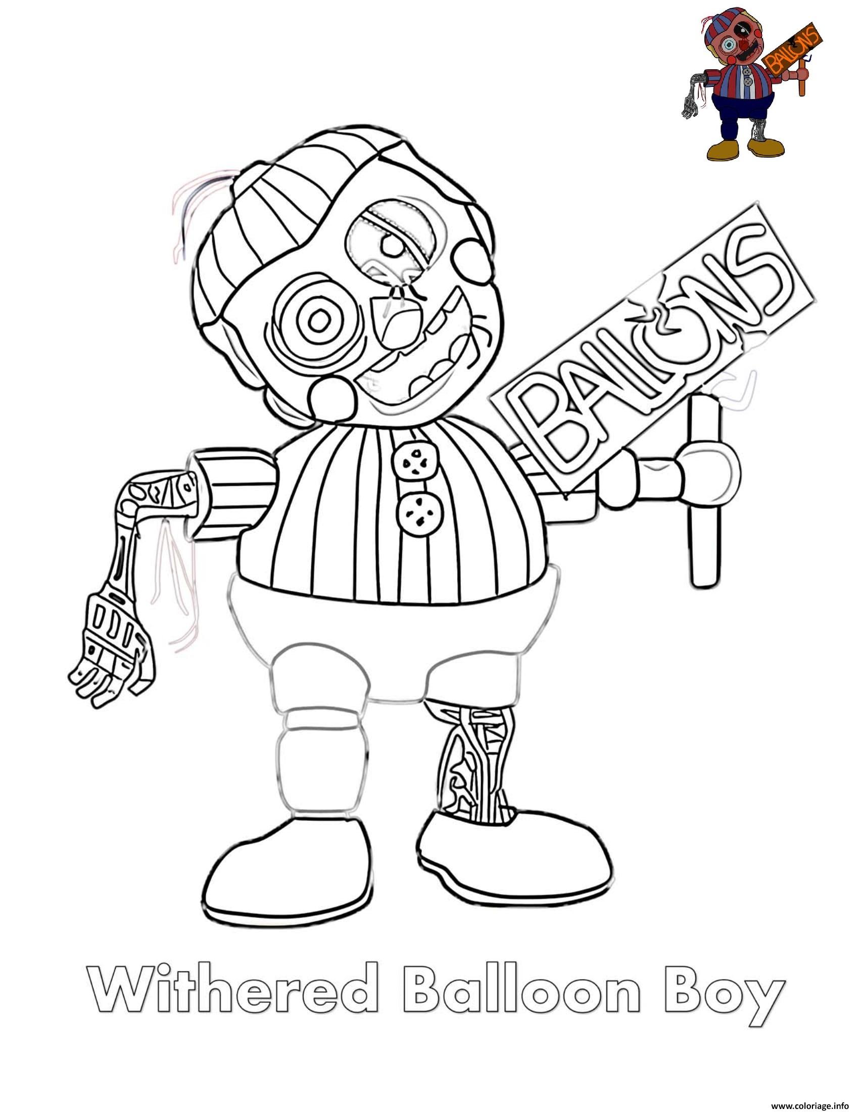 Coloriage Withered Balloon Boy FNAF Dessin FNAF Imprimer
