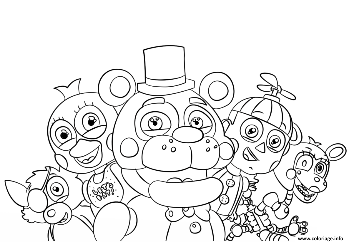 Coloriage Five Nights At Freddys All Characters Dessin Fnaf à Imprimer 8616