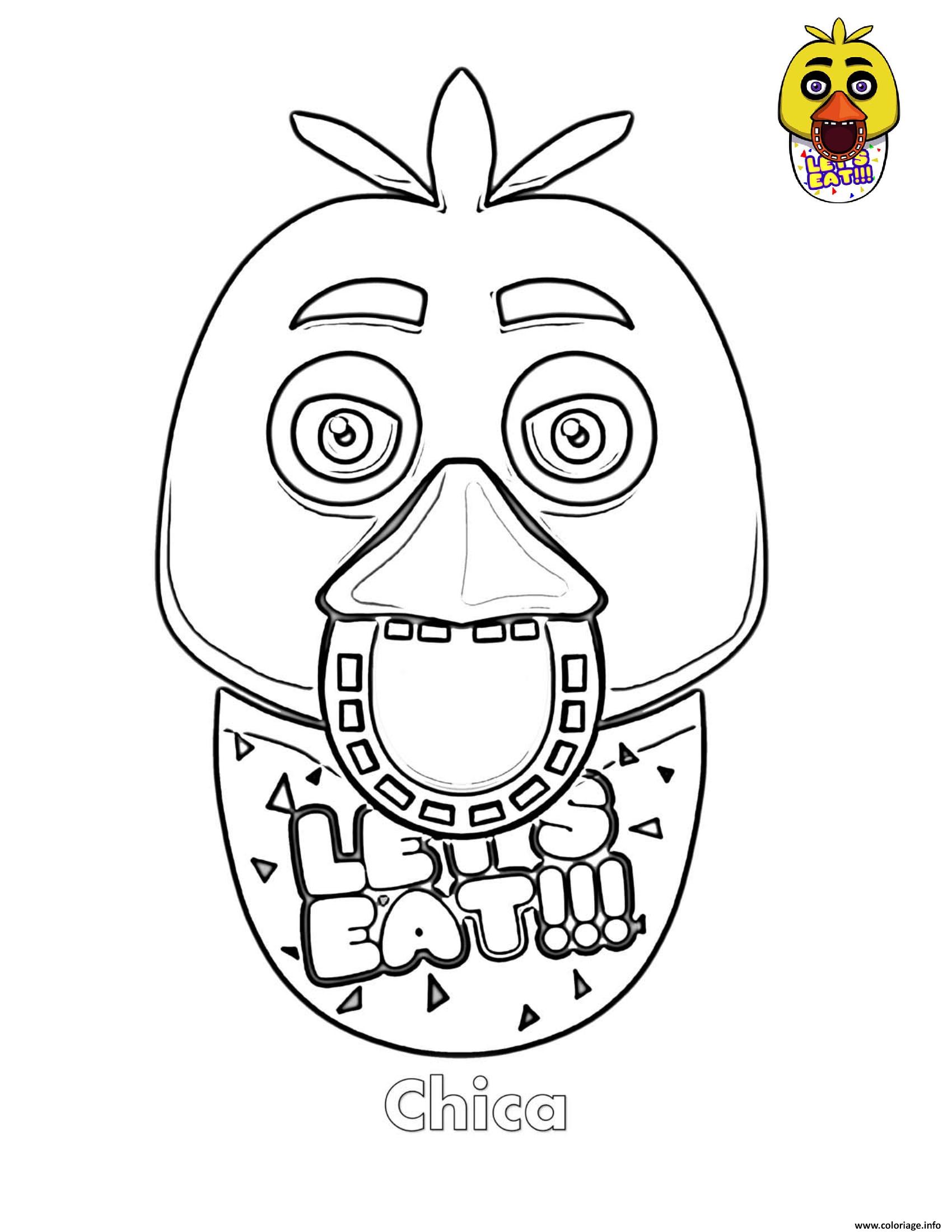 Dessin Chica Face FNAF Coloriage Gratuit à Imprimer