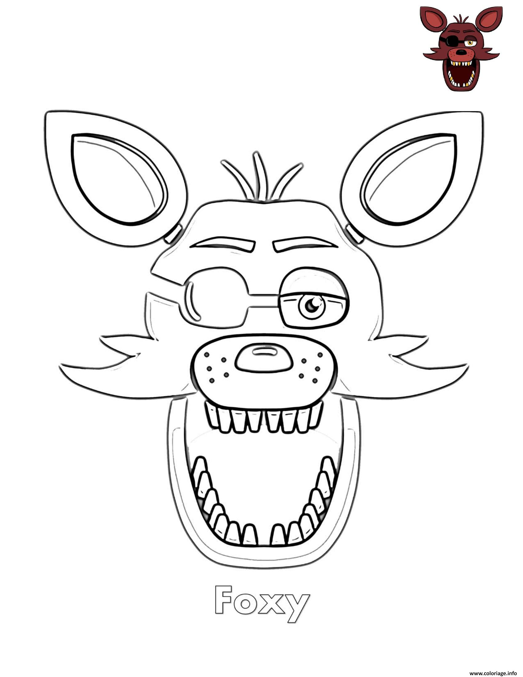 Coloriage Foxy Face FNAF JeColorie