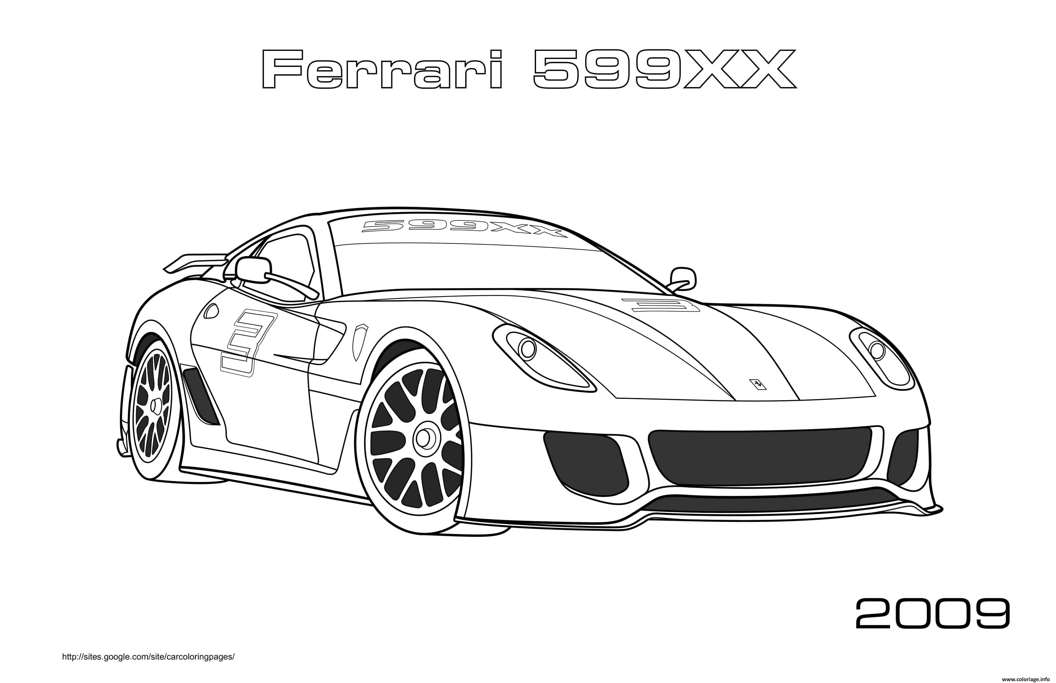 Coloriage Formule 1 Ferrari 599XX Voiture de course - JeColorie.com