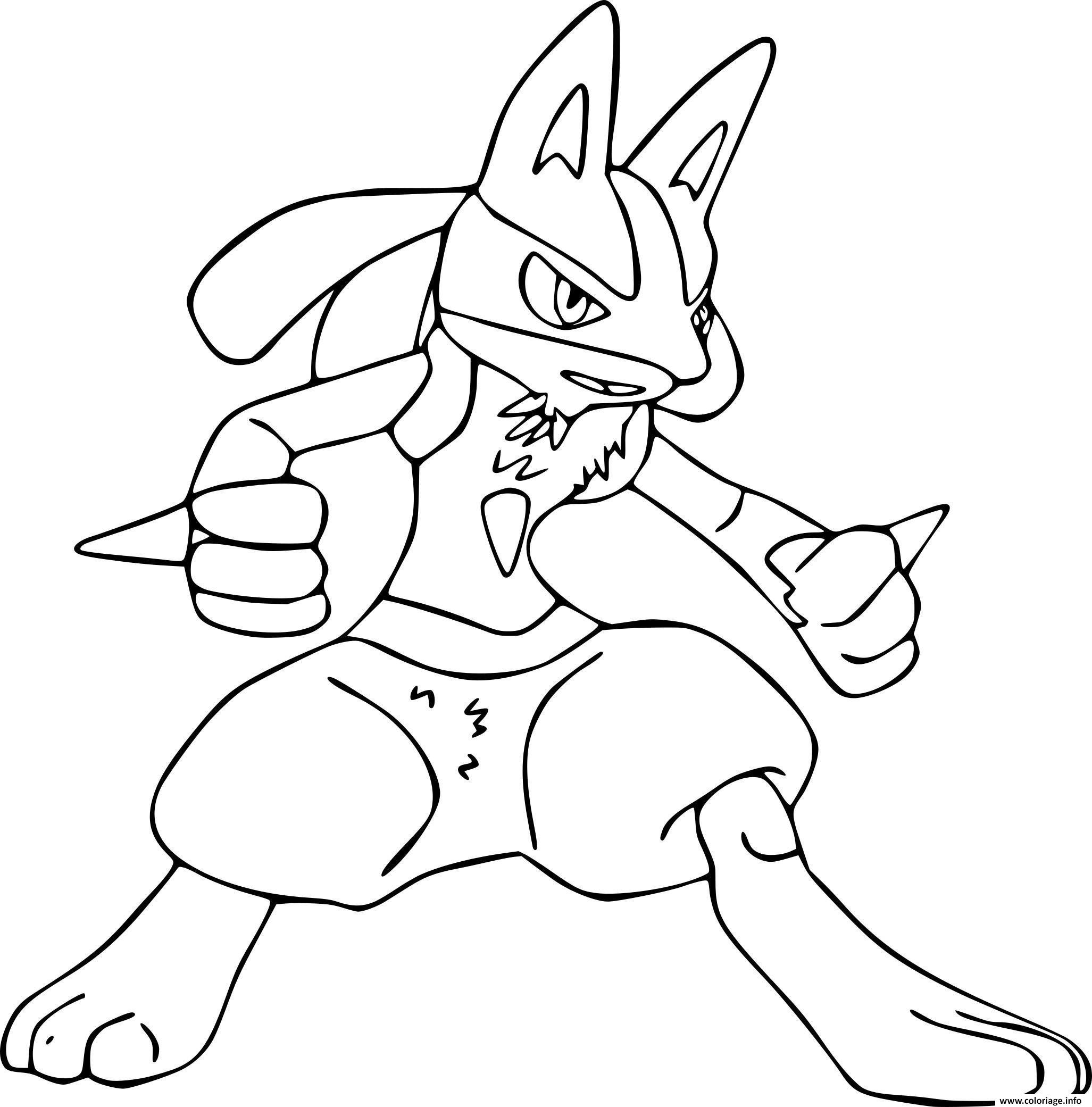 Coloriage Lucario Pokemon Combat Acier Dessin Pokemon à Imprimer