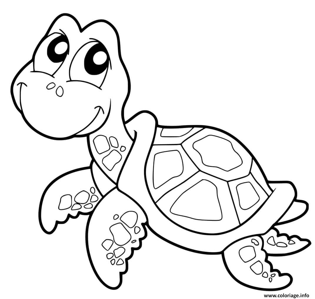 Dessin tortue facile avec carapace Coloriage Gratuit à Imprimer