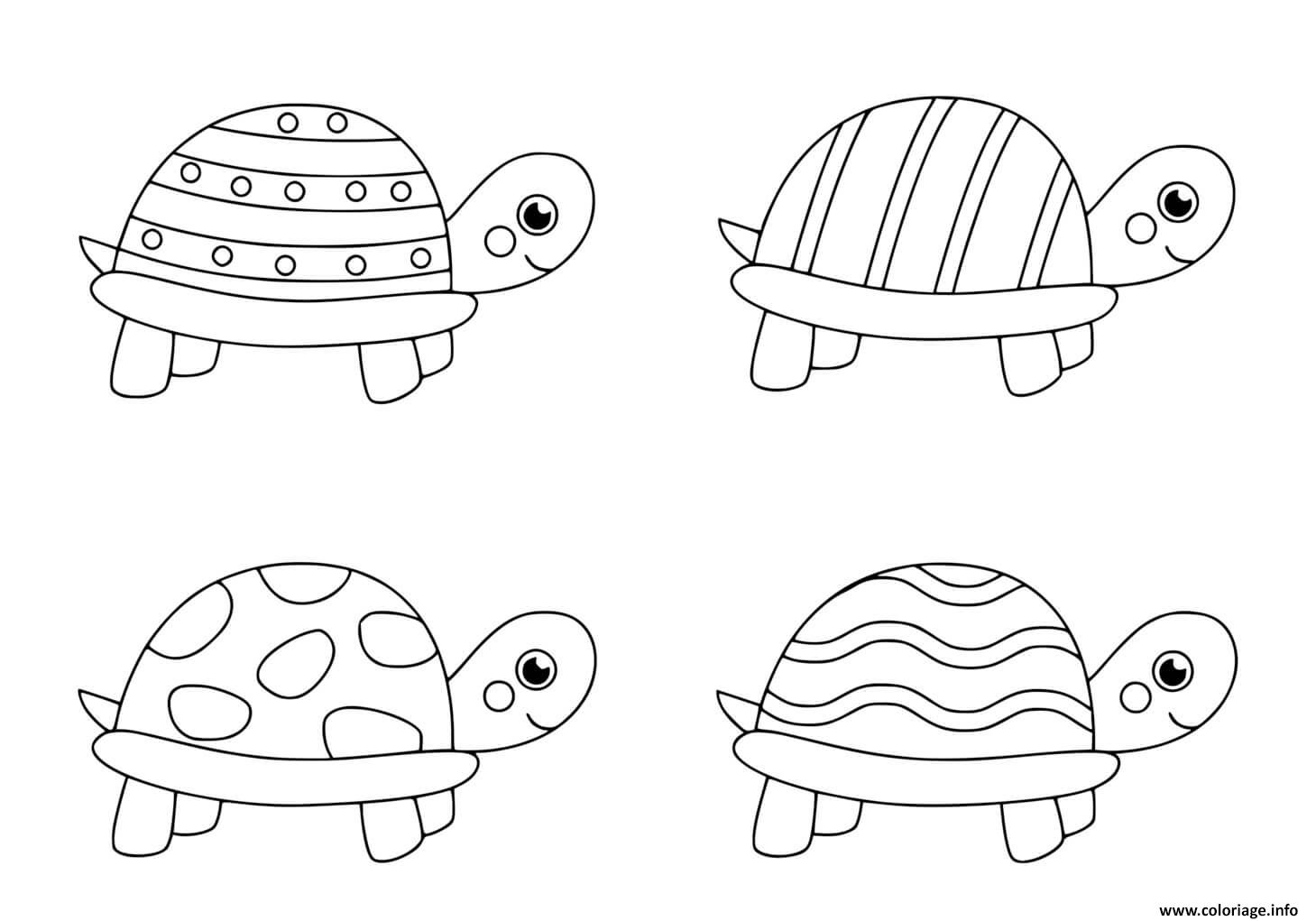 Dessin tortues noir et blanc pour enfants Coloriage Gratuit à Imprimer