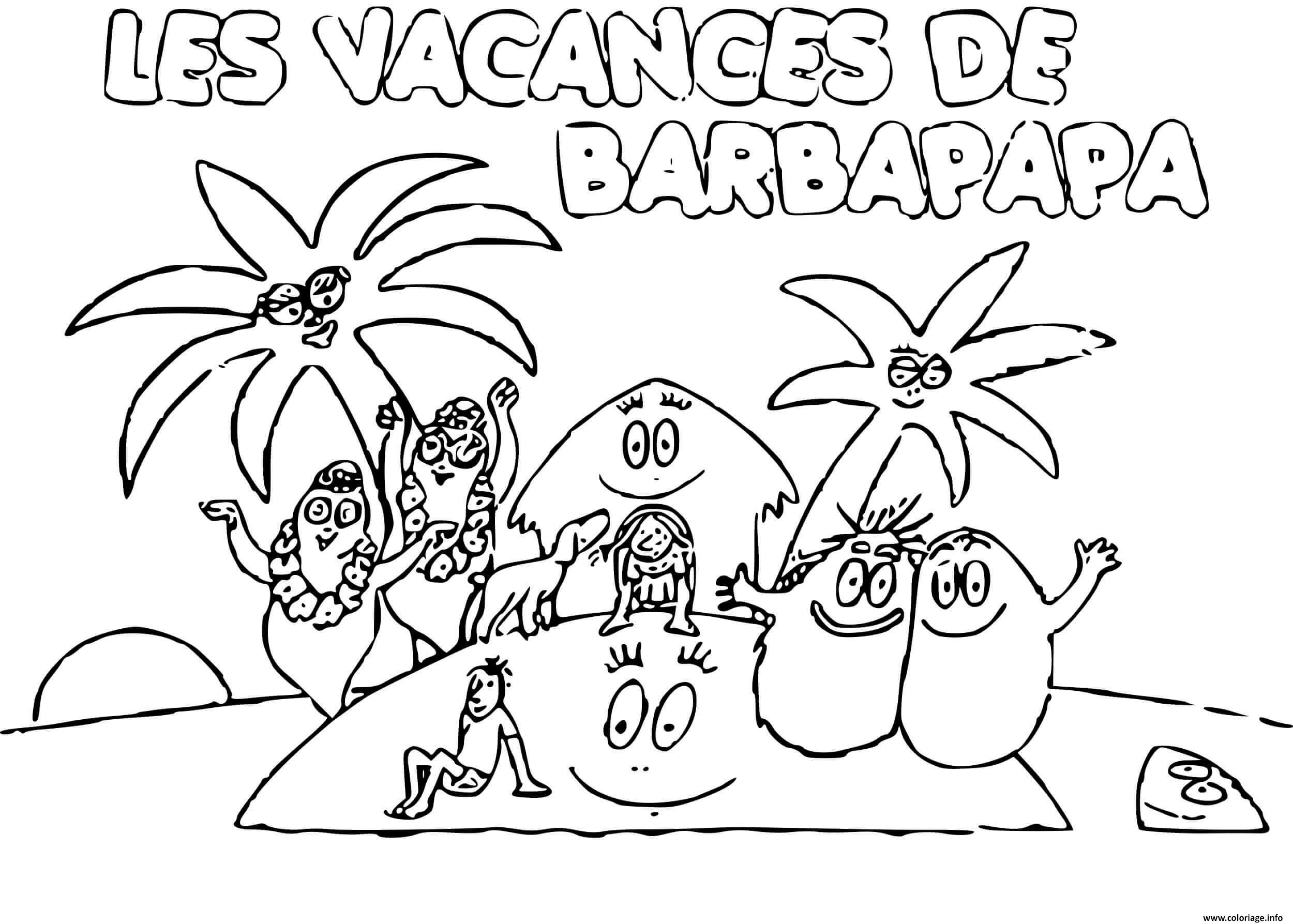 Dessin Les vacances de Barbapapa Coloriage Gratuit à Imprimer