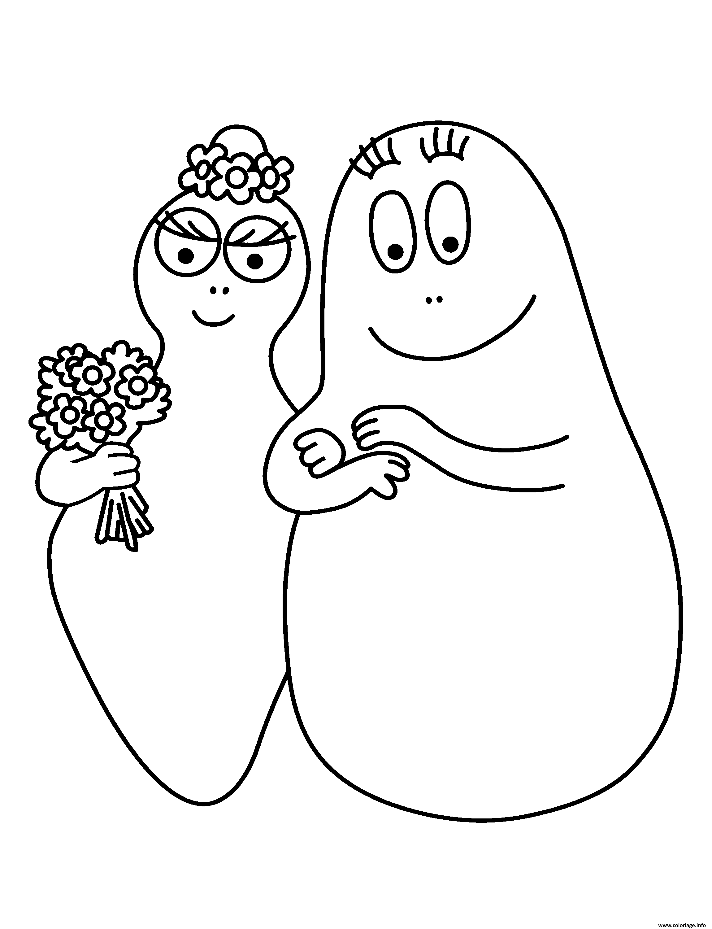 Dessin couple barbapapa mariage Coloriage Gratuit à Imprimer