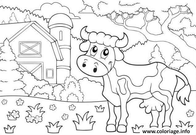 Dessin vache animal de la ferme Coloriage Gratuit à Imprimer