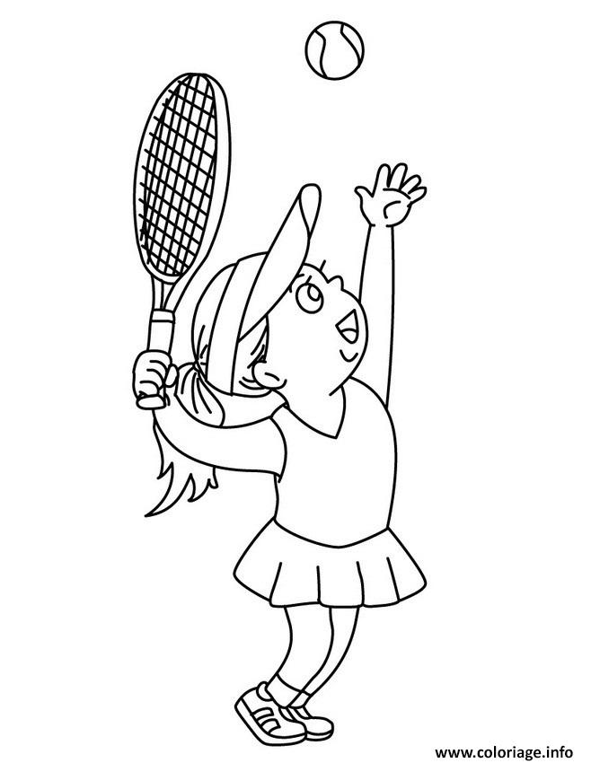 Dessin joueuse tennis fille raquette Coloriage Gratuit à Imprimer