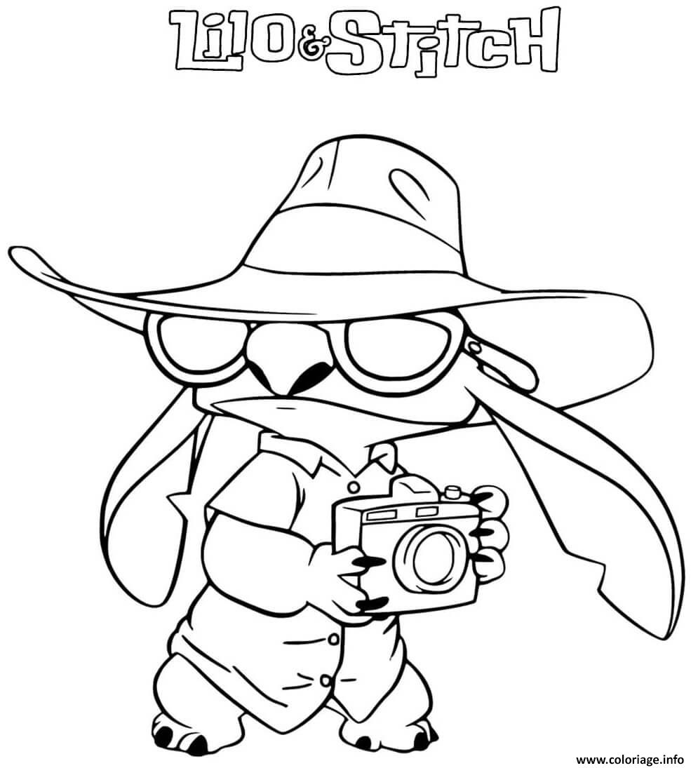 Dessin stitch le photographe Coloriage Gratuit à Imprimer