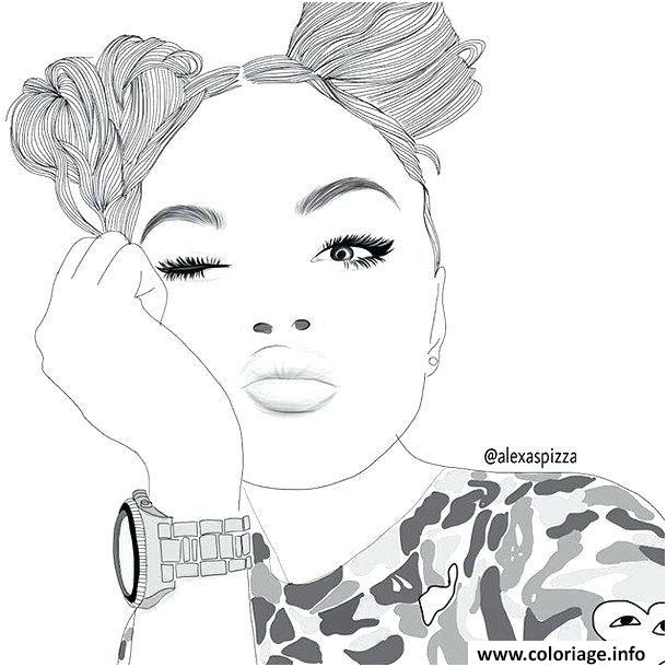 Dessin fille ado swag Coloriage Gratuit à Imprimer