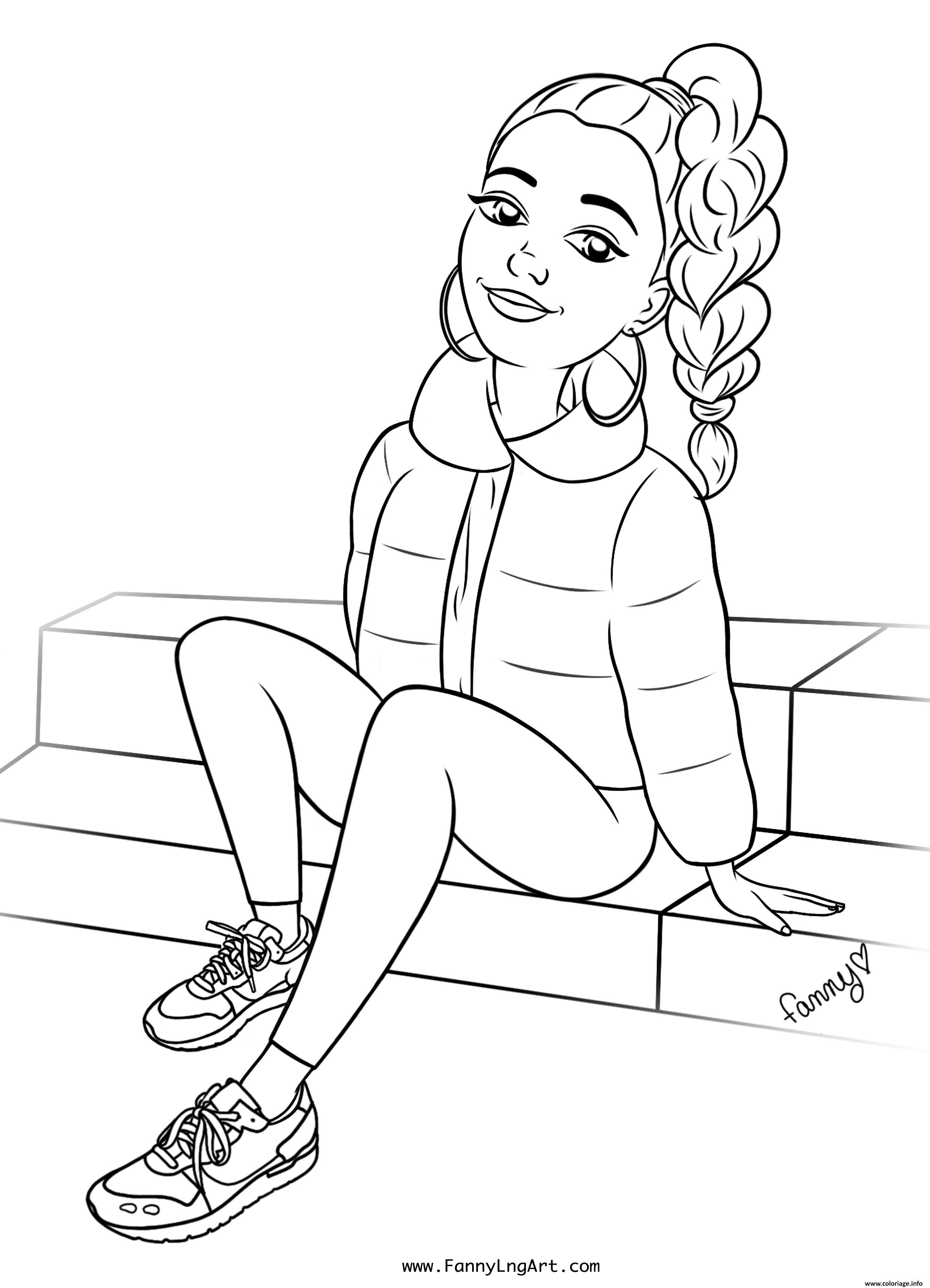 Dessin fille ado mode sport street wear Coloriage Gratuit à Imprimer