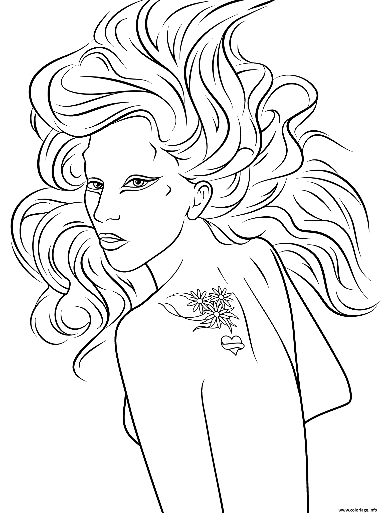 Dessin lady gaga celebrite star Coloriage Gratuit à Imprimer