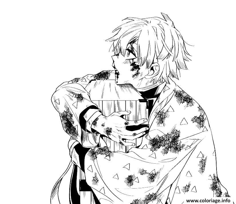 Dessin Sad Zenitsu demon slayer Coloriage Gratuit à Imprimer