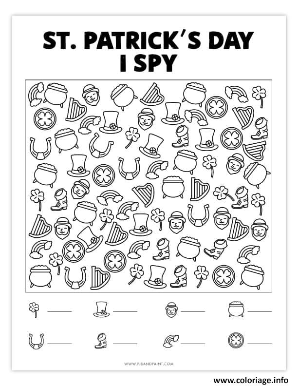 Coloriage St Patricks Day I Spy Game Cherche Et Trouve Dessin à Imprimer