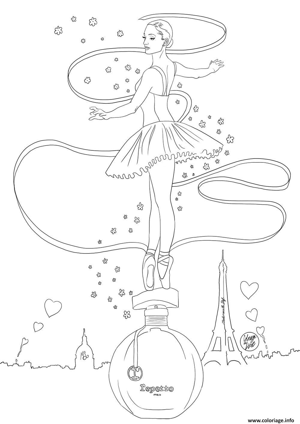 Dessin danseuse paris tour eiffel Coloriage Gratuit à Imprimer