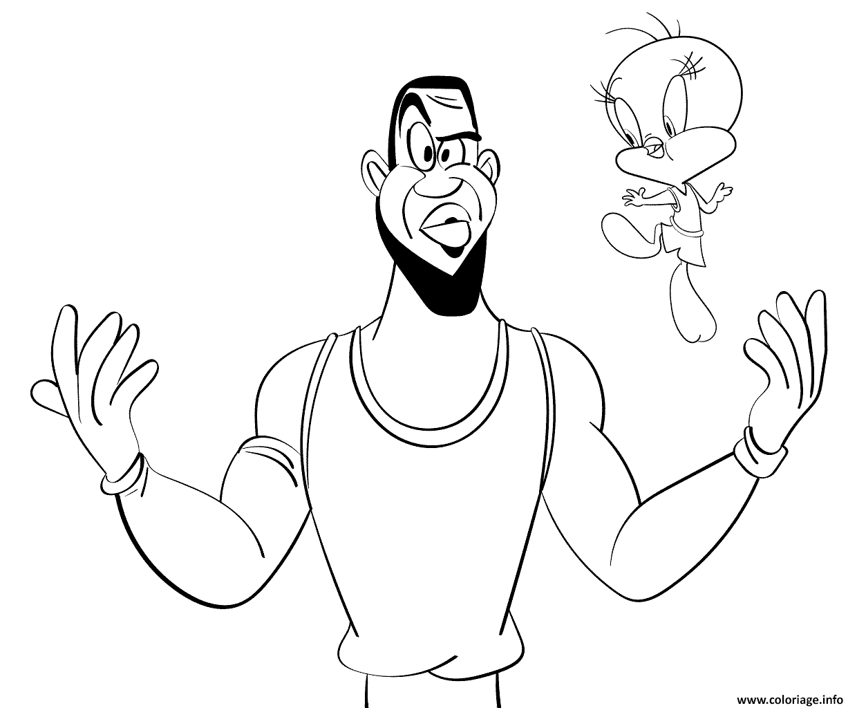 Coloriage LeBron James And Tweety Bird Dessin Space Jam Imprimer