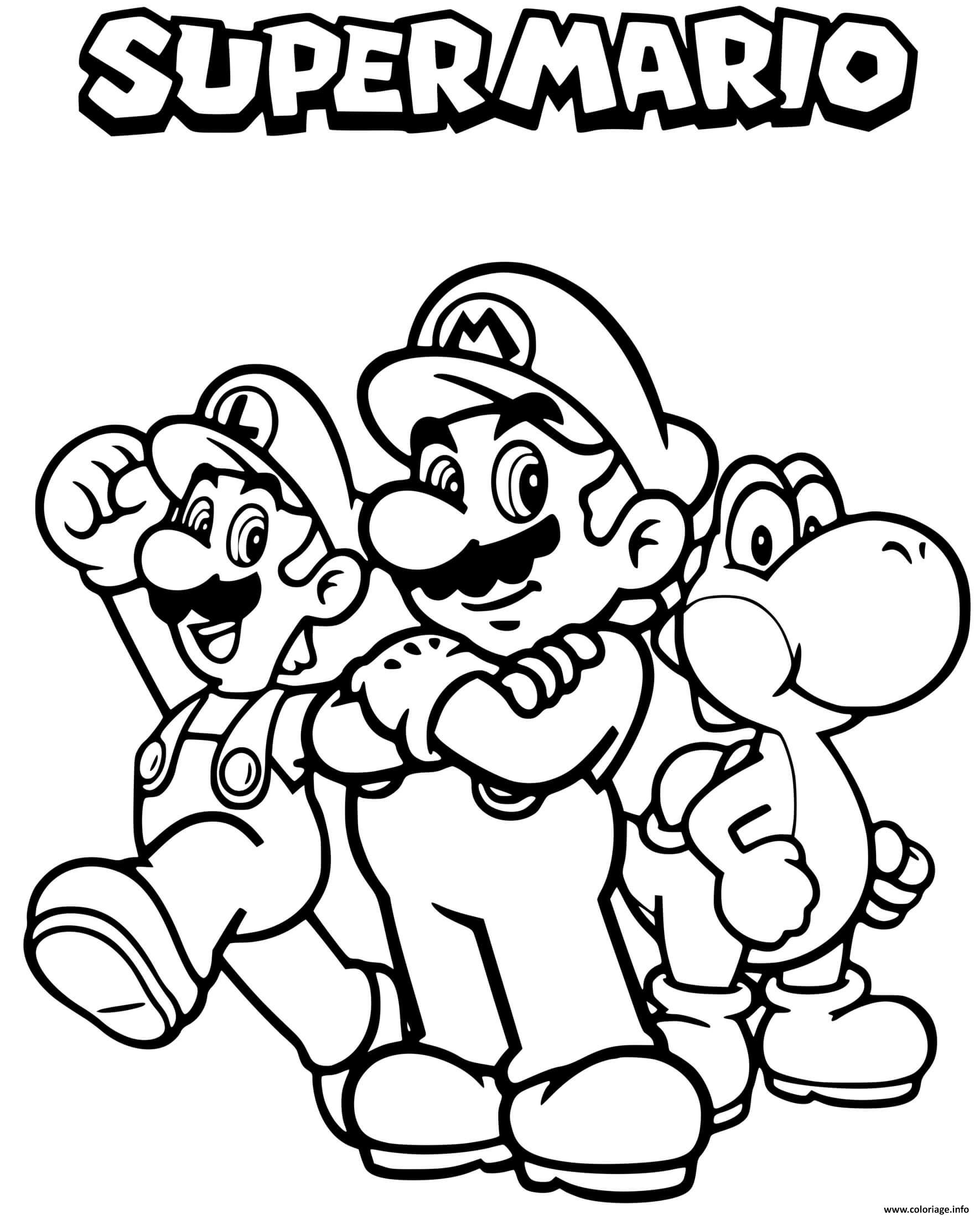 Coloriage Equipe De Tonerre Mario Et Luigi Yoshi JeColorie