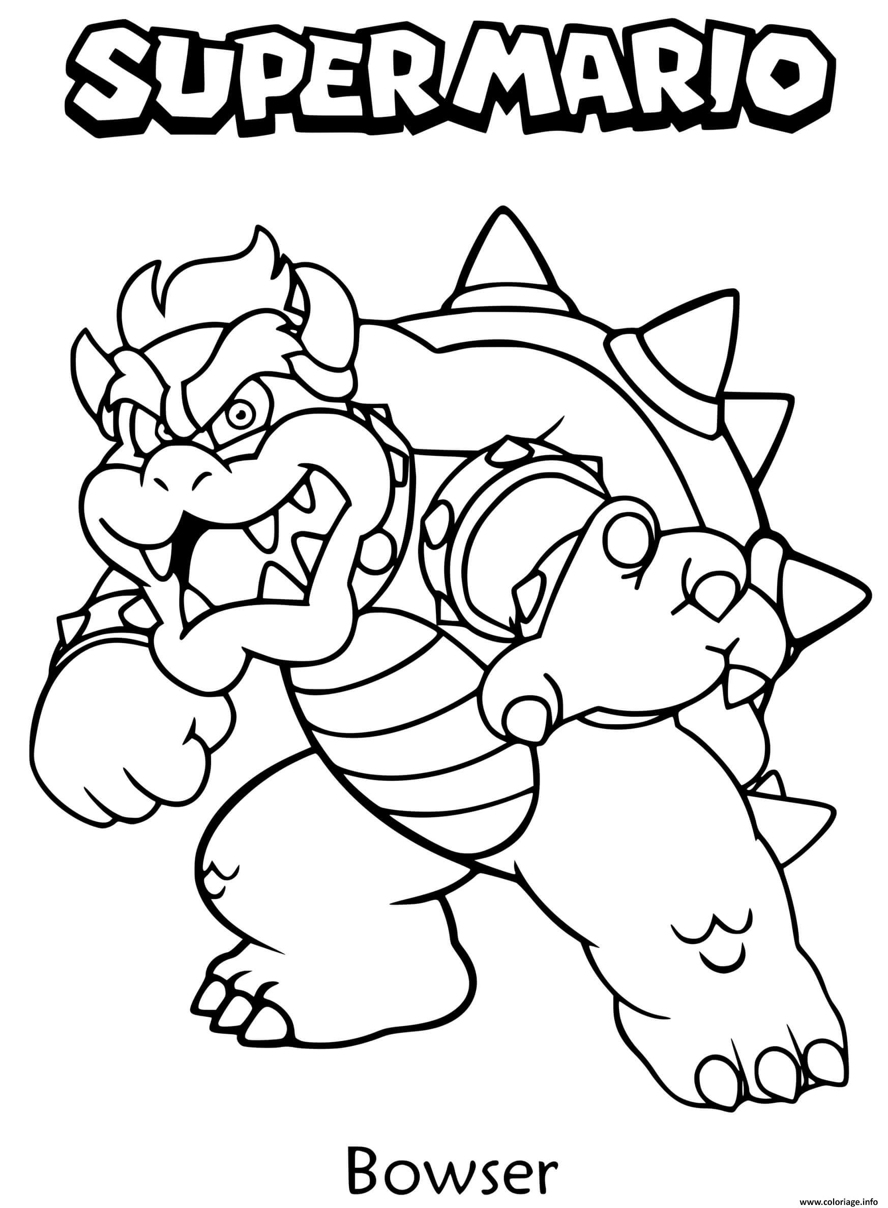 Coloriage Bowser Dragon Tortue Dans Super Mario Dessin à Imprimer
